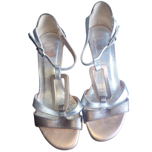 Hispanita Silver, Bronze and Gold Toned Heeled Sandals Sz.36 - Picture 1 of 8